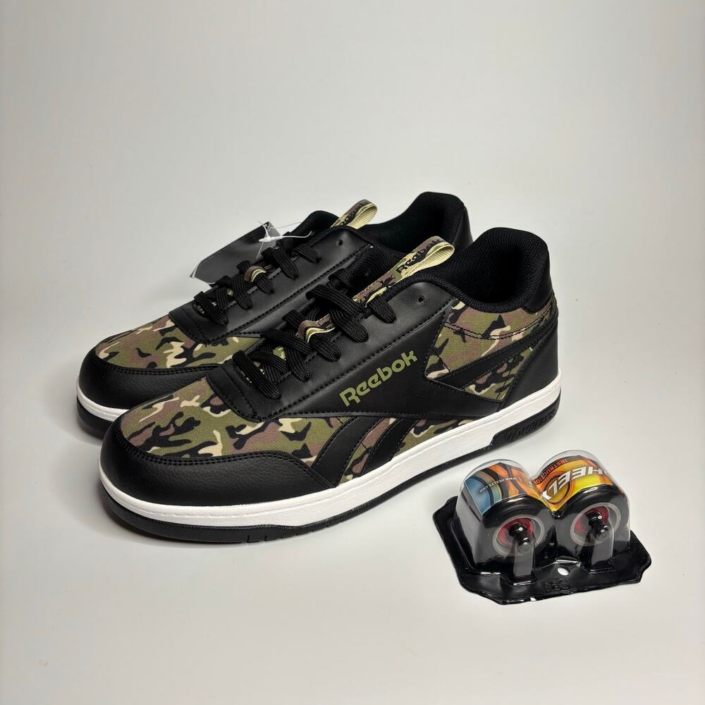 Heelys x Reebok Men's CL Court Low Camo Shoes in Black/Cap Olive/Safari